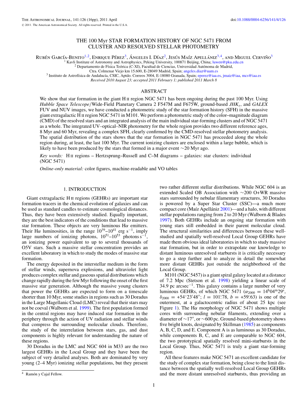 THE 100 Myr STAR FORMATION HISTORY of NGC 5471 from CLUSTER and RESOLVED STELLAR PHOTOMETRY