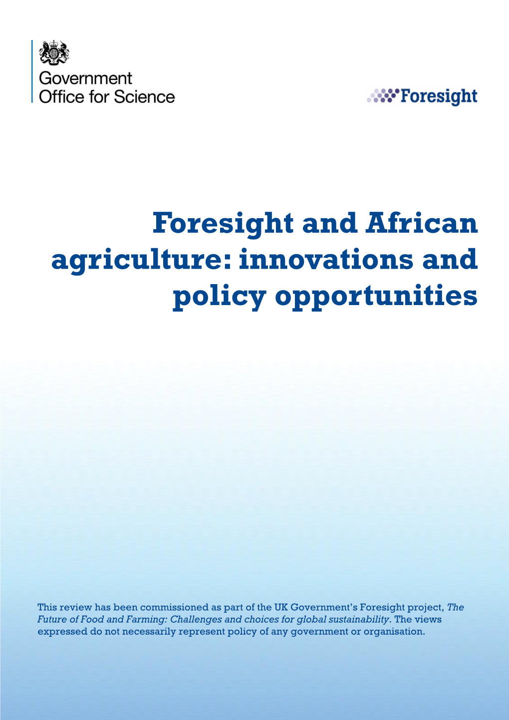 Foresight and African Agriculture: Innovations and Policy Opportunities