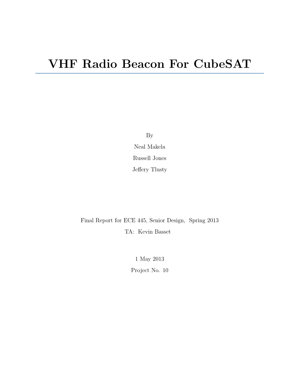 VHF Radio Beacon for Cubesat