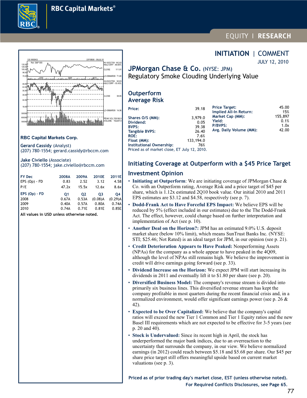 COMMENT Jpmorgan Chase & Co. (NYSE: JPM)