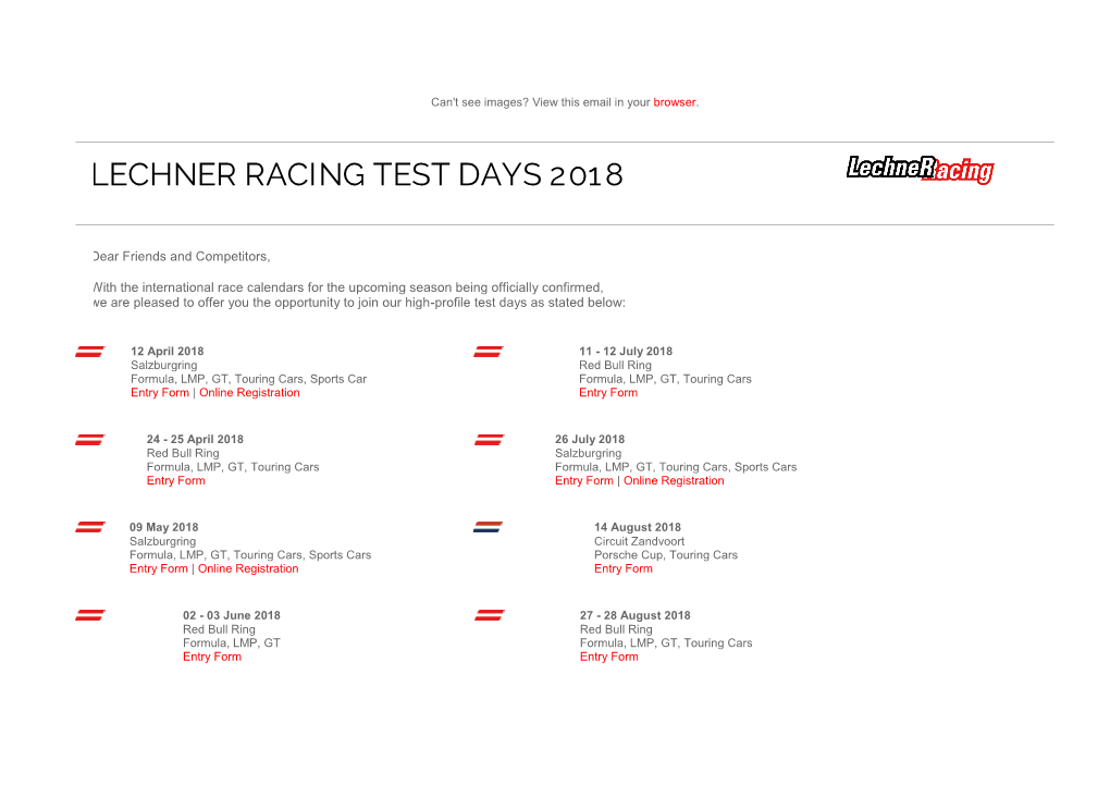Lechner Racing Test Days 2018