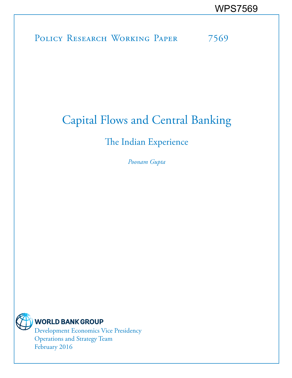 Capital Flows and Central Banking : the Indian Experience