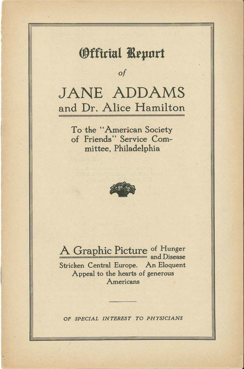 ®Fftrtnl 1Rrpnrt JANE ADDAMS