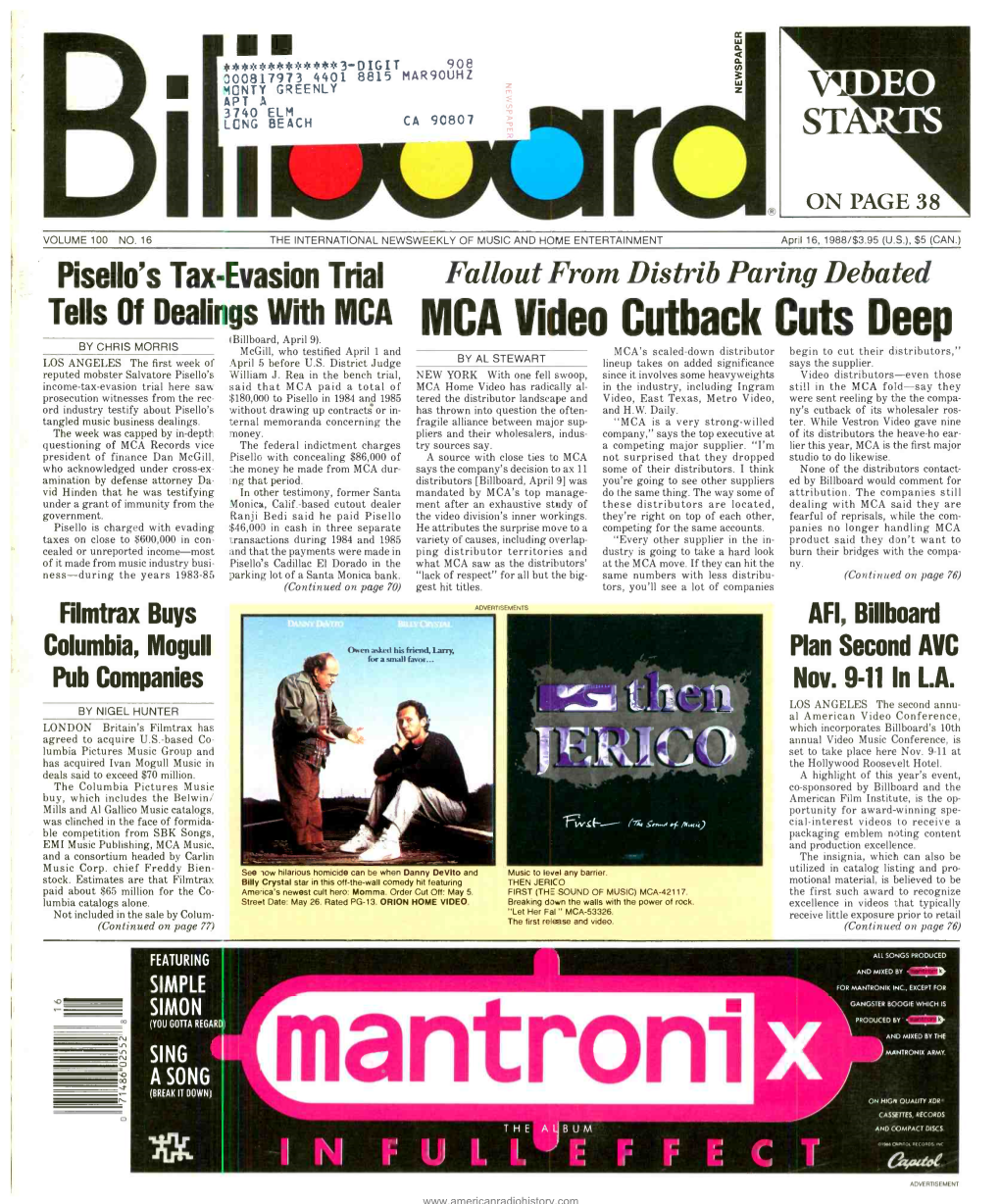 MCA Vi Deo Cutback Cuts Deep (Billboard Aprilp 9)