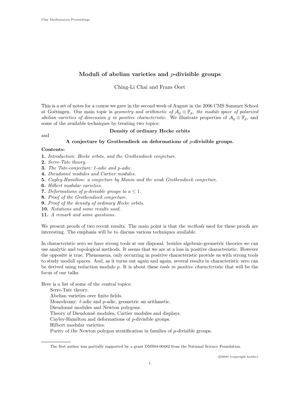 Moduli of Abelian Varieties and P-Divisible Groups