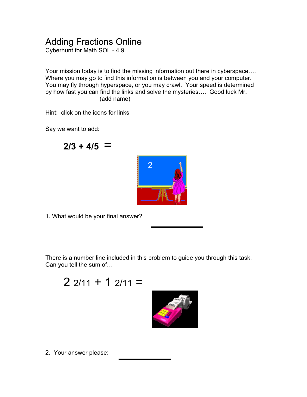 Adding Fractions Online