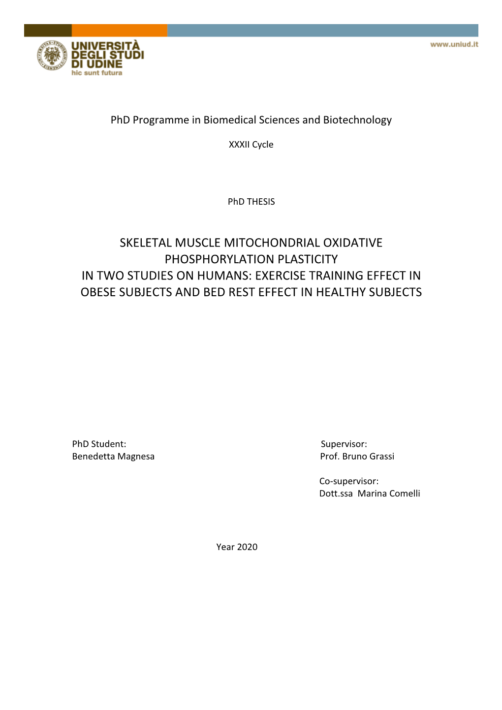 Skeletal Muscle Mitochondrial Oxidative