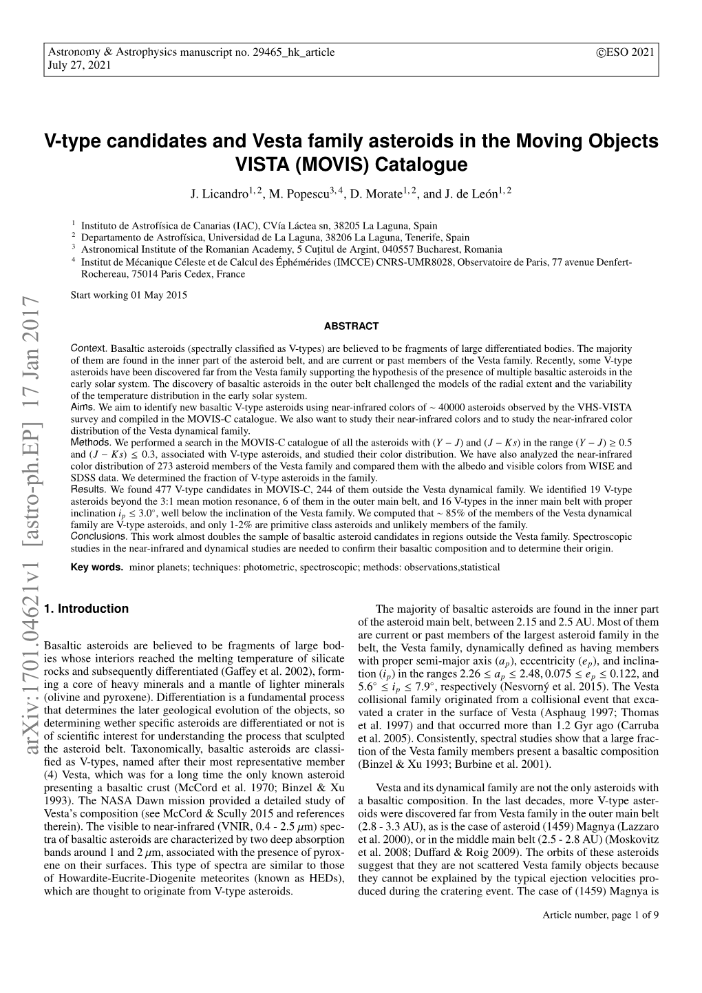 V-Type Candidates and Vesta Family Asteroids in the Moving Objects VISTA (MOVIS) Catalogue J