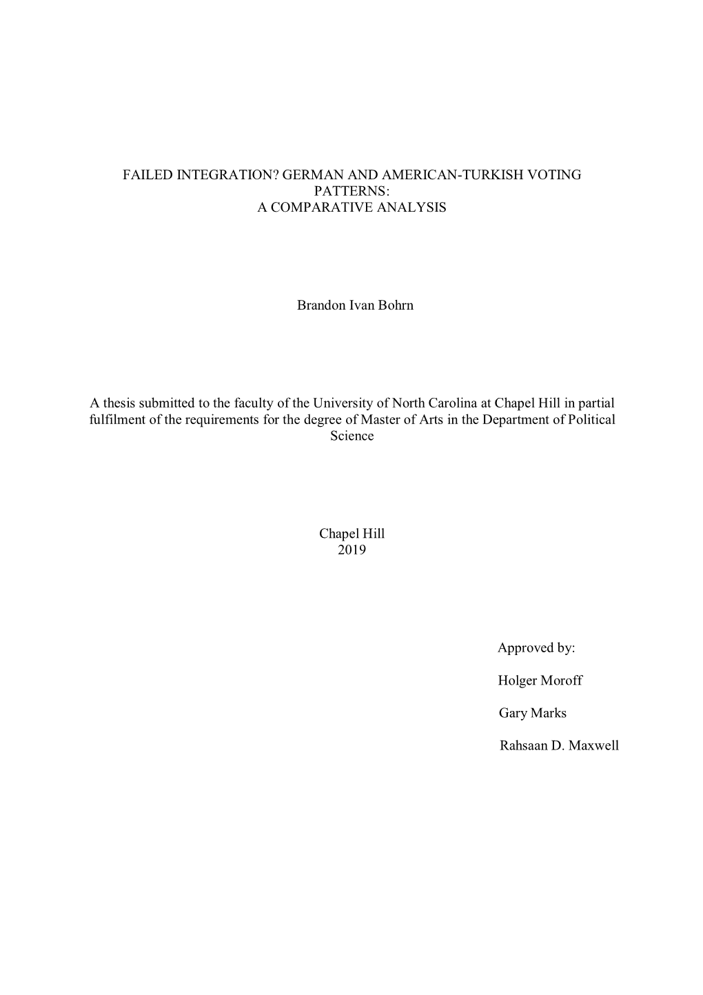 German and American-Turkish Voting Patterns: a Comparative Analysis