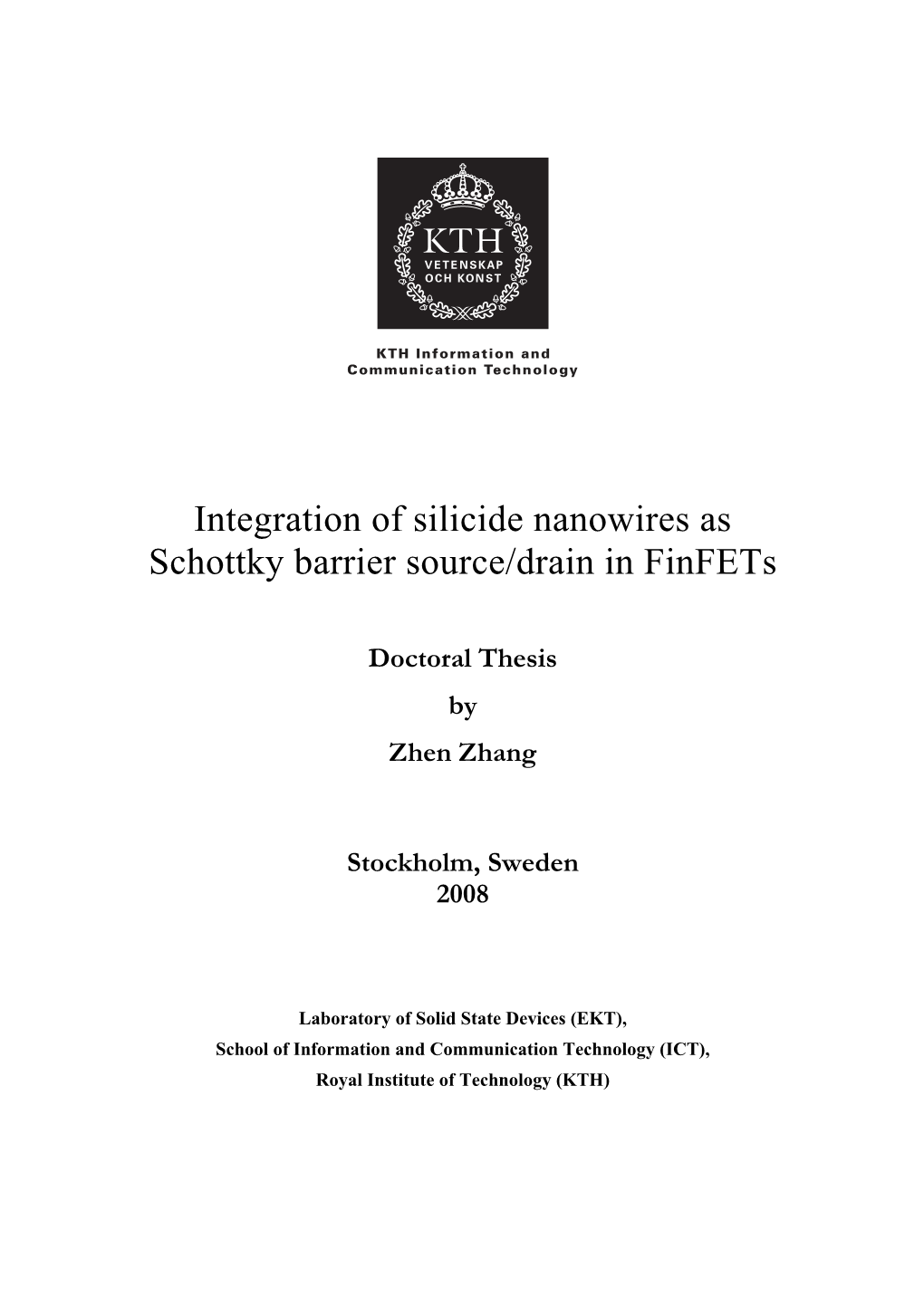 Doctoral Thesis by Zhen Zhang