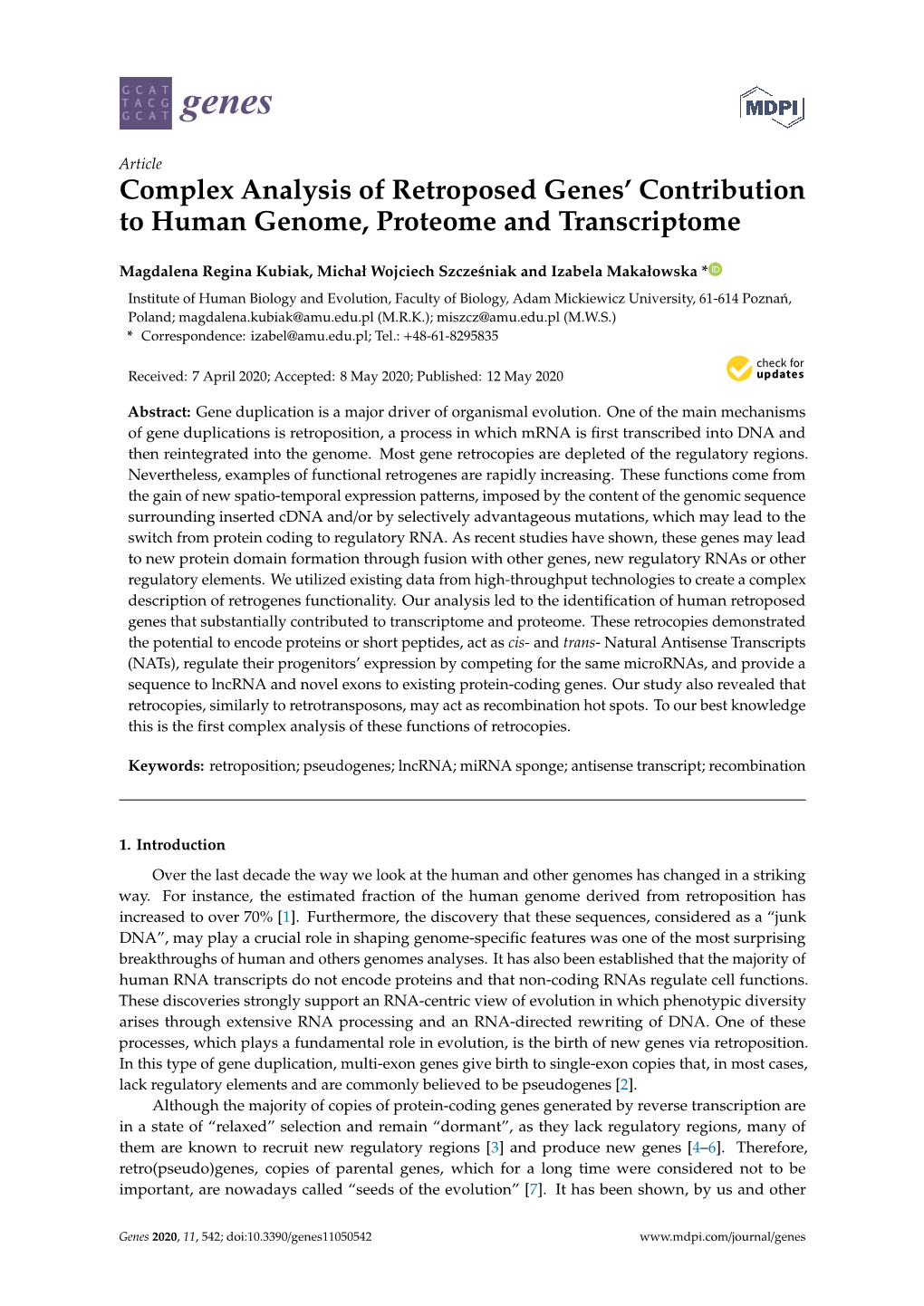 Complex Analysis of Retroposed Genes' Contribution to Human