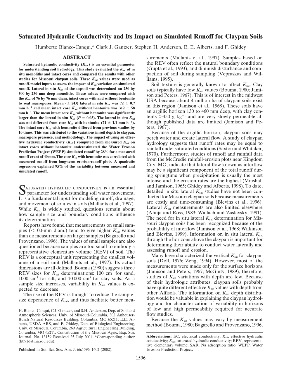 Saturated Hydraulic Conductivity and Its Impact on Simulated Runoff for Claypan Soils