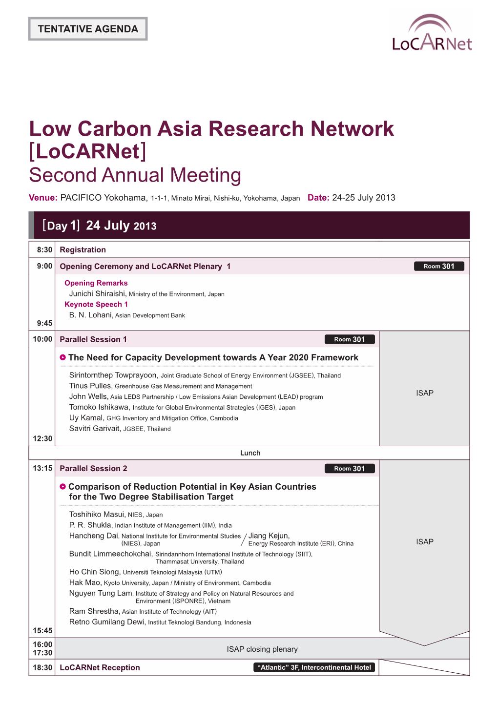 Low Carbon Asia Research Network [Locarnet] Second Annual Meeting