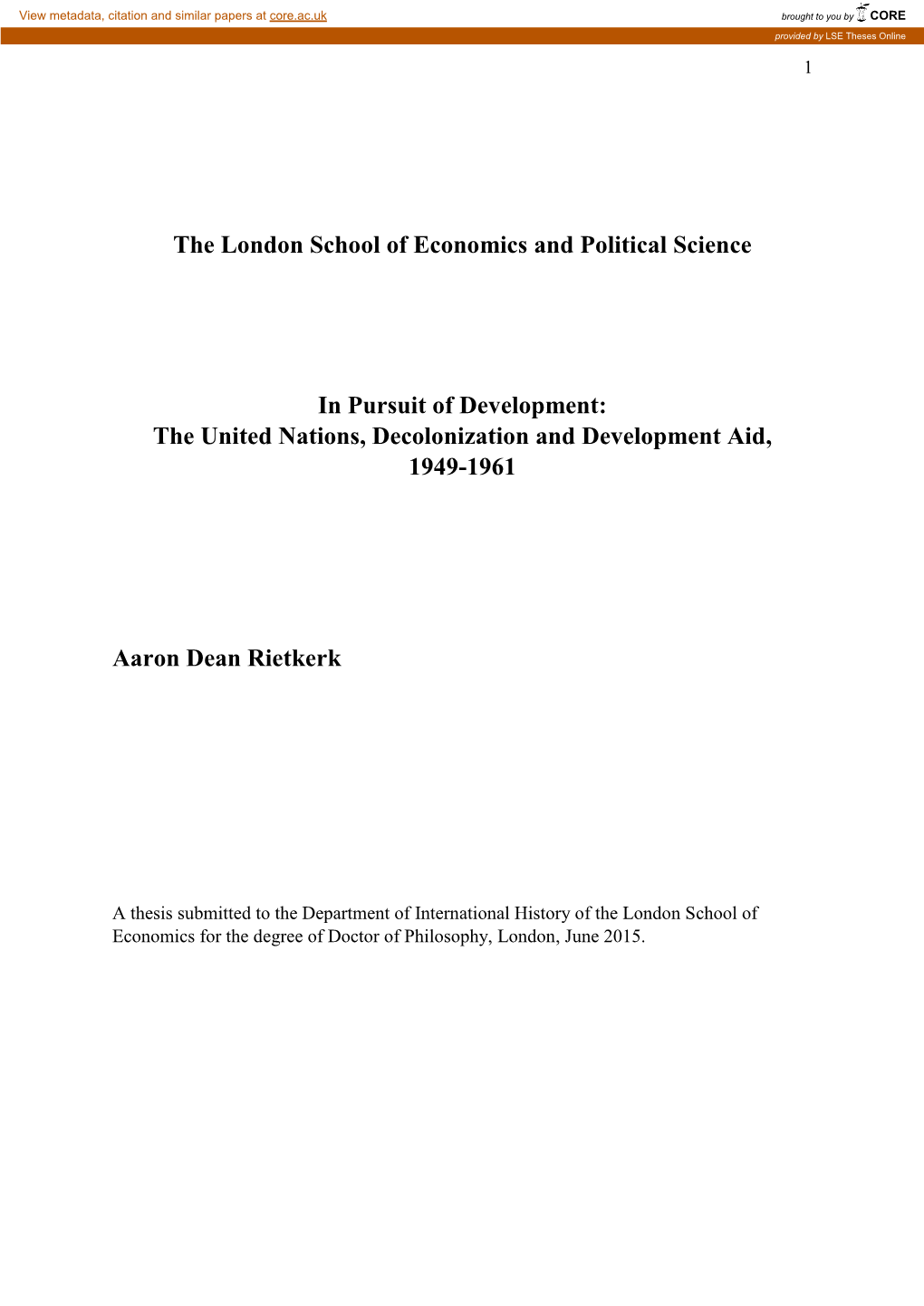 The United Nations, Decolonization and Development Aid, 1949-1961