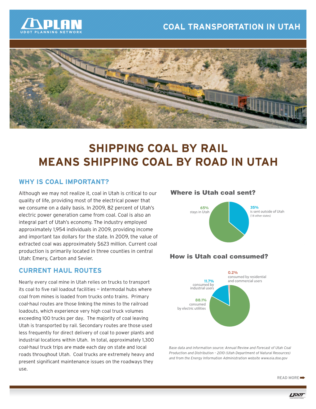 Coal Transportation in Utah Udot Planning Network