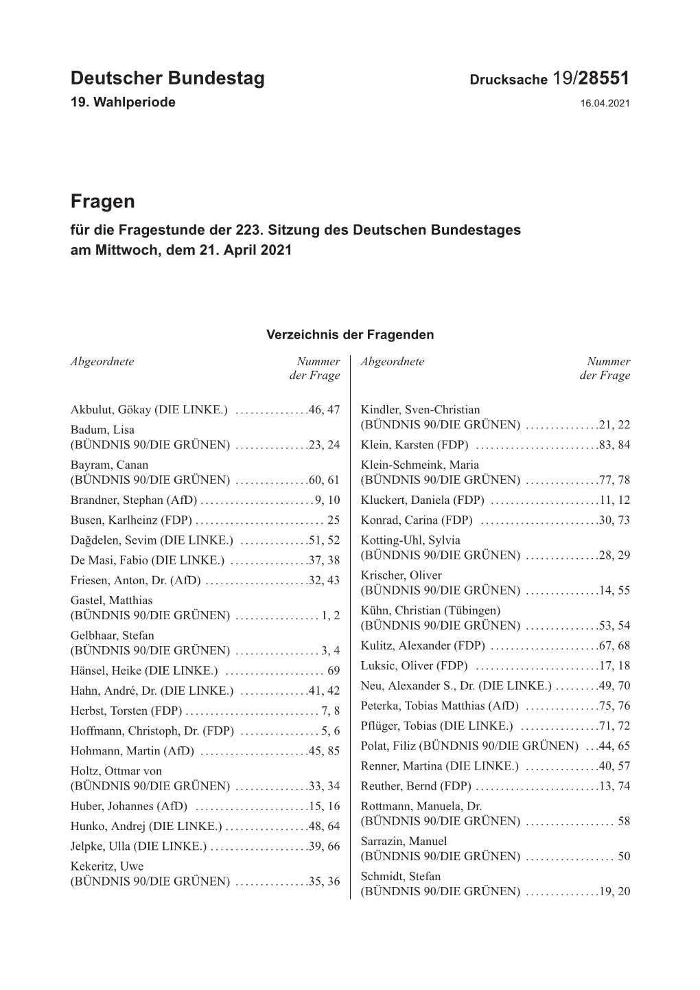 Drucksache 19/28551 19