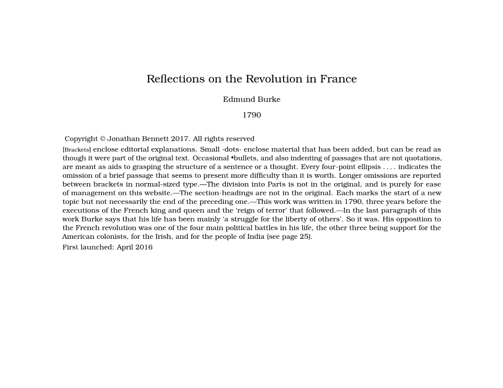 Reflections on the French Revolution