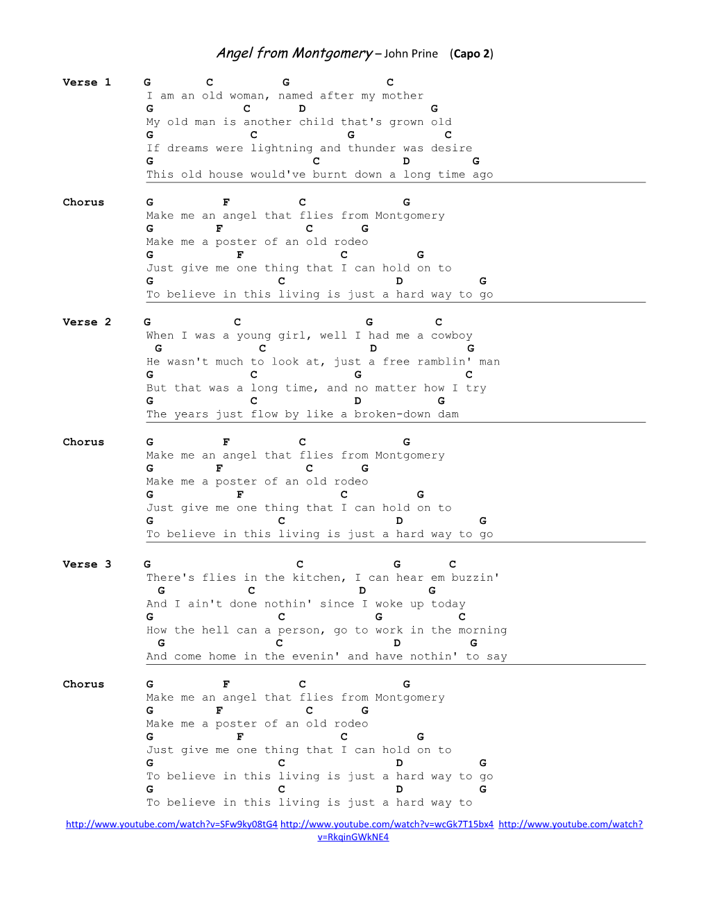 Angel from Montgomery John Prine (Capo 2)