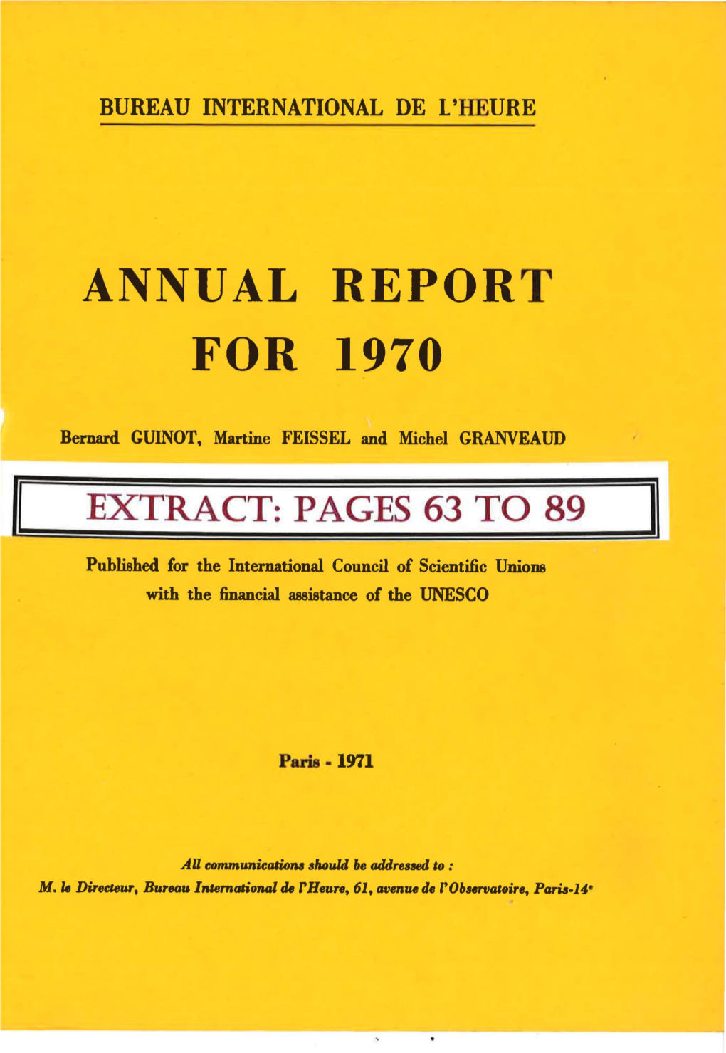 BIH Annual Report for 1970