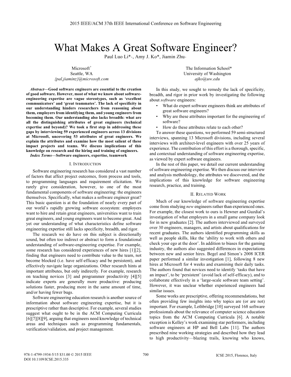 What Makes a Great Software Engineer?