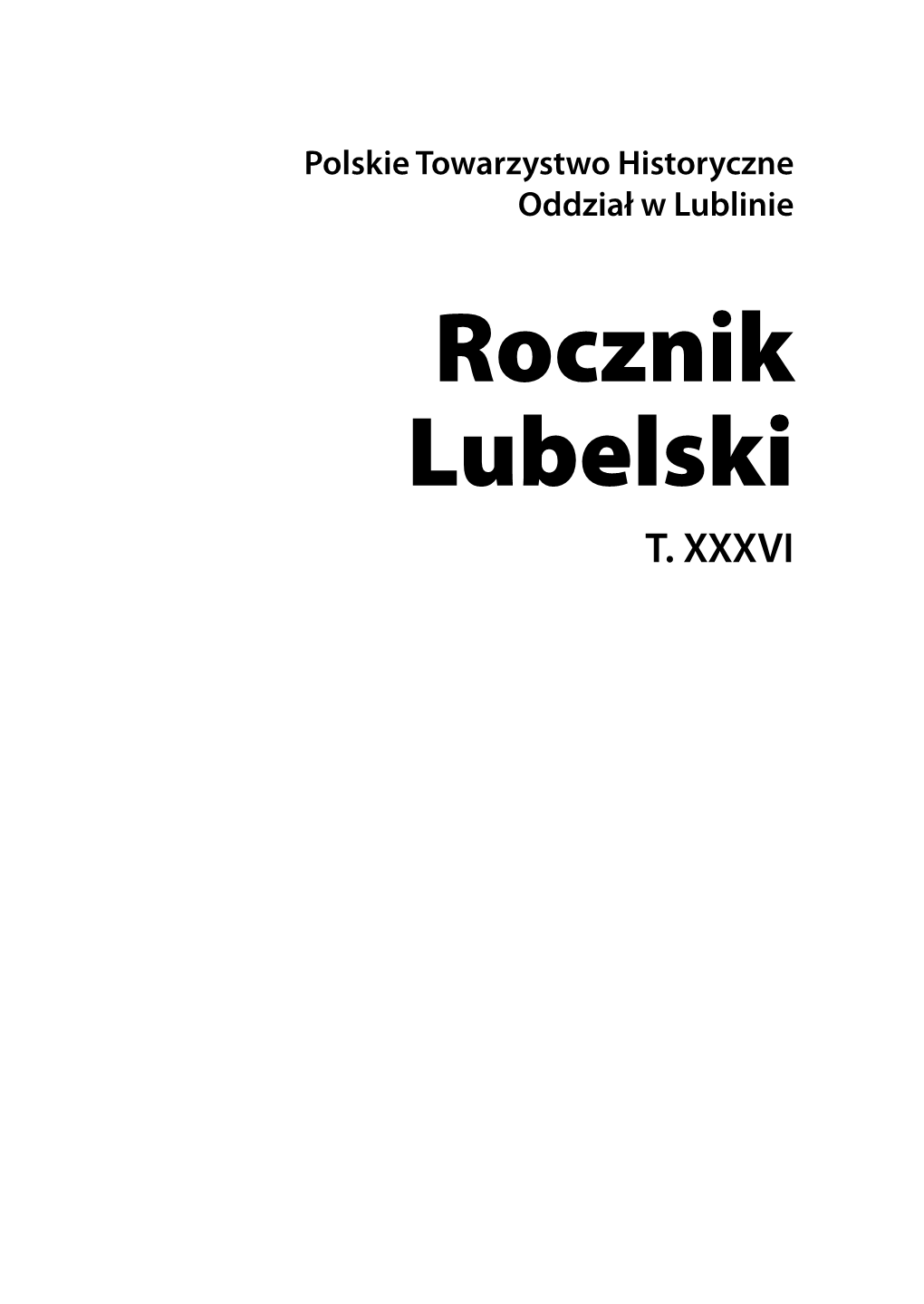 Rocznik Lubelski, T. XXXVI