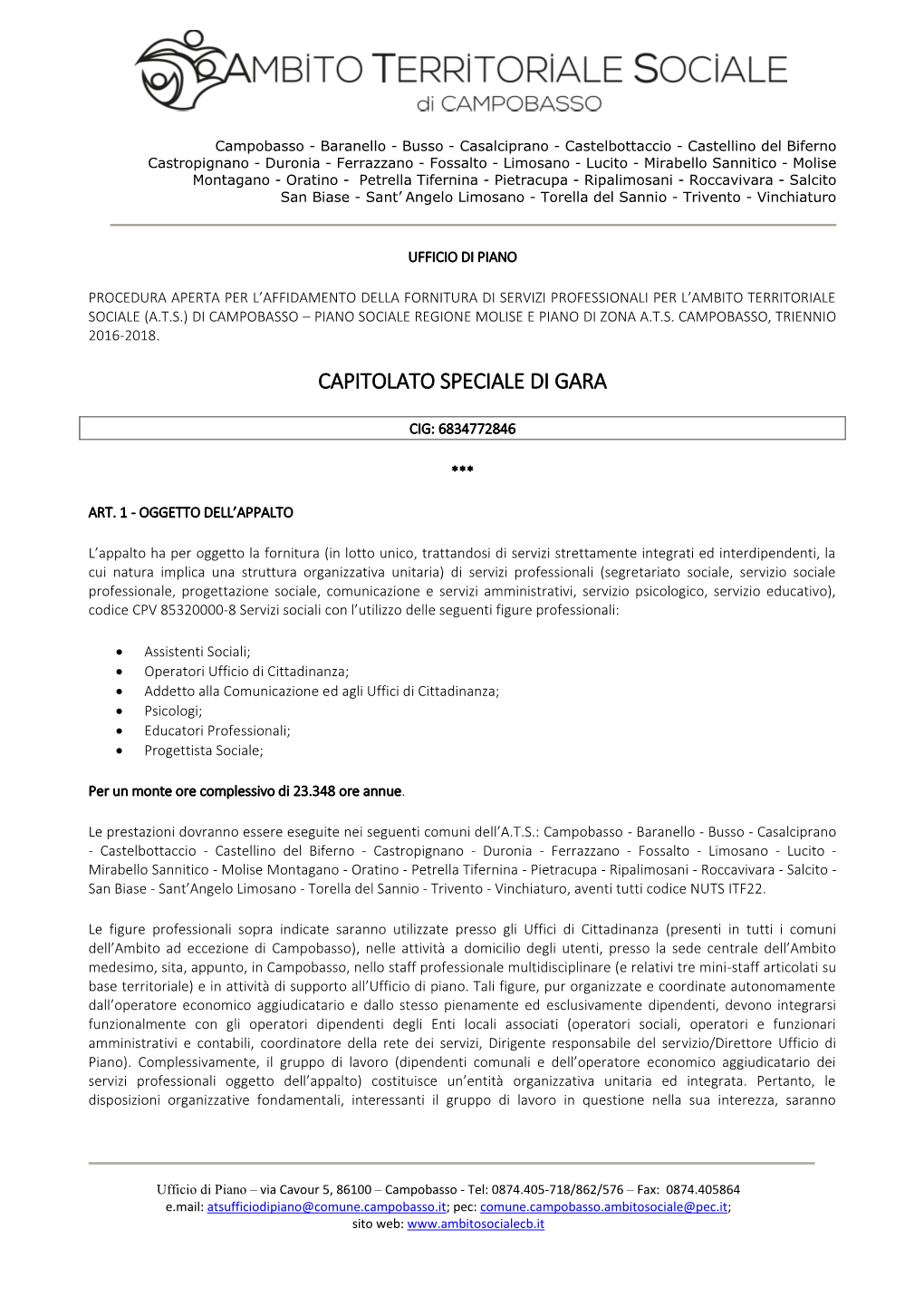 Capitolato Speciale Di Gara