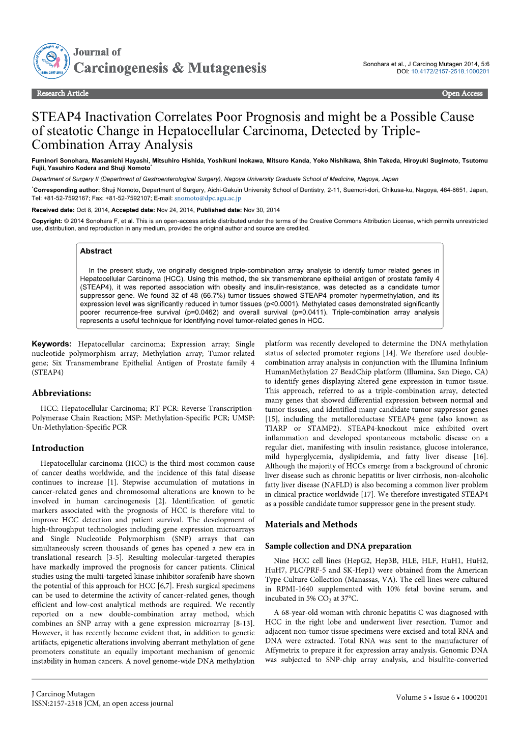 STEAP4 Inactivation Correlates Poor Prognosis and Might Be a Possible