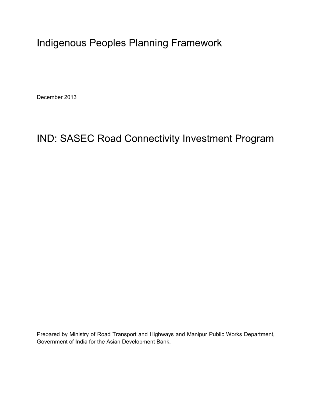 SASEC Road Connectivity Investment Program