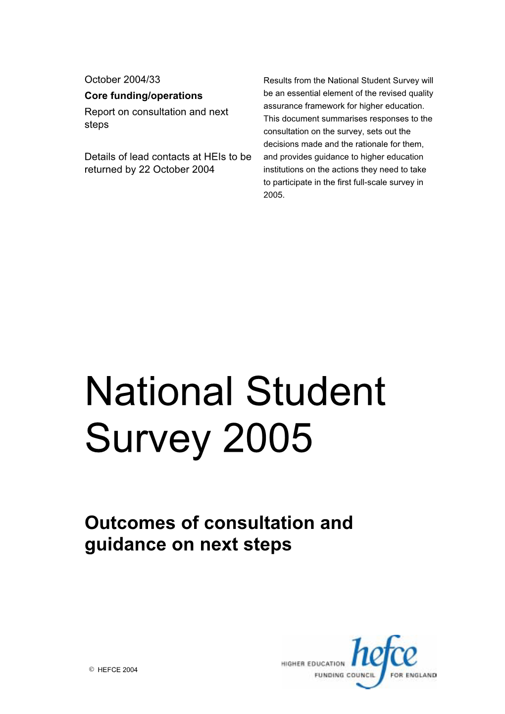 National Student Survey 2005