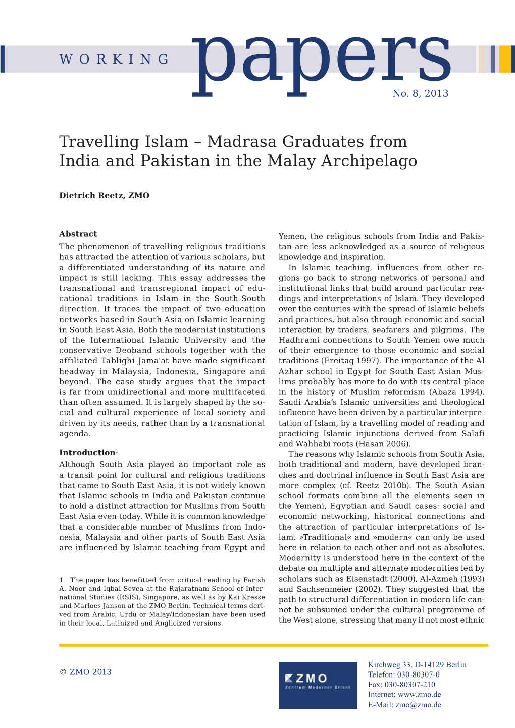 Travelling Islam – Madrasa Graduates from India and Pakistan in the Malay Archipelago