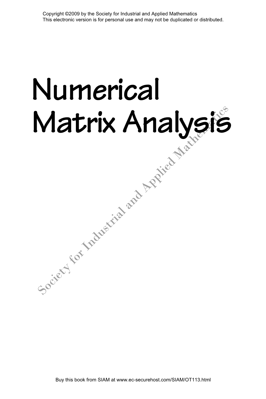 Numerical Matrix Analysis