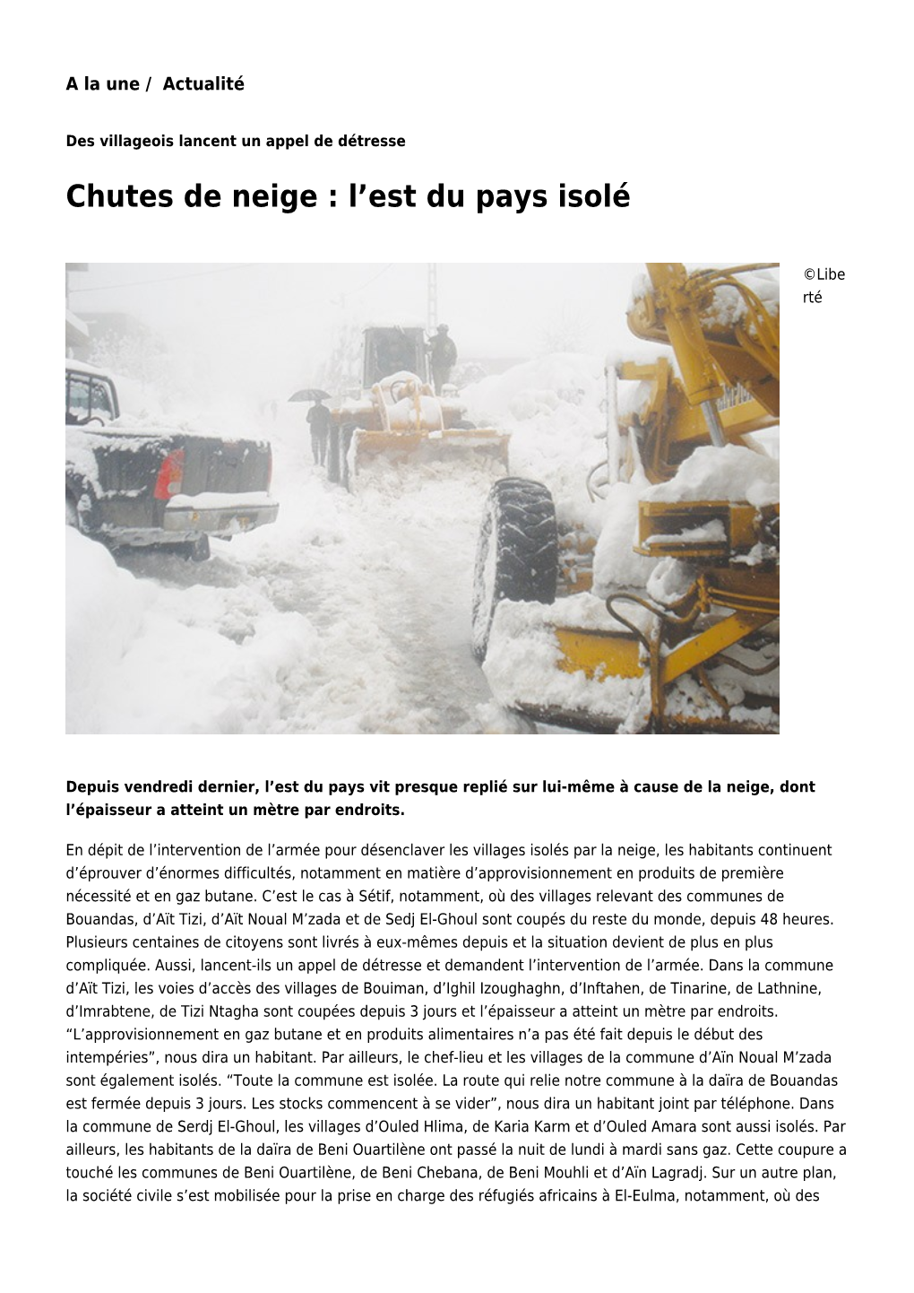 Chutes De Neige : L'est Du Pays Isolé