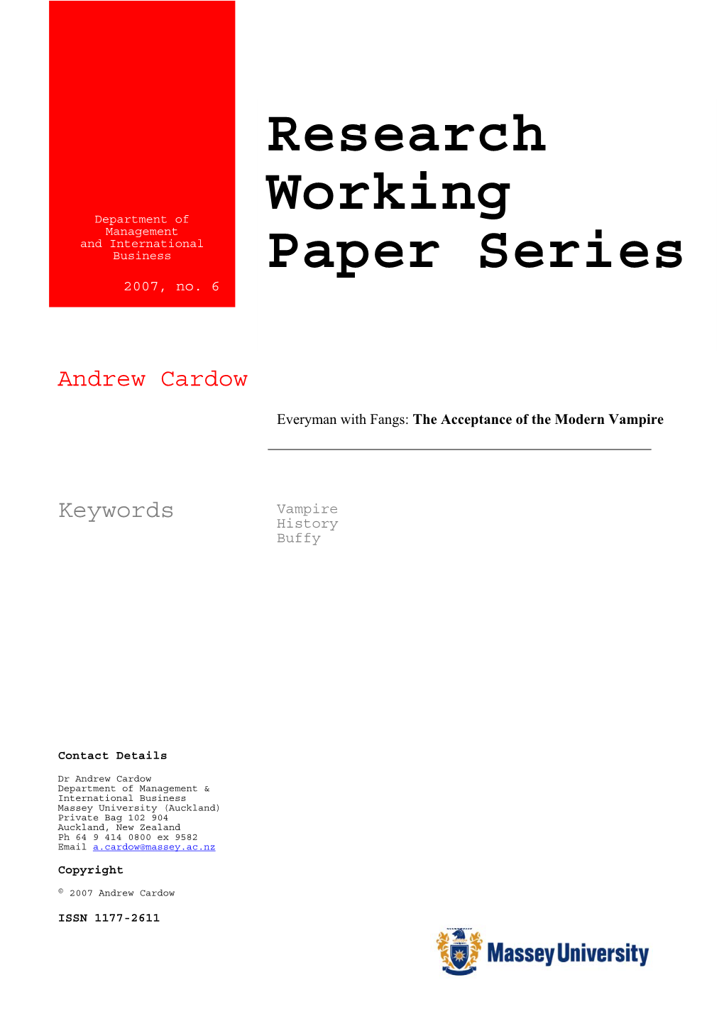 Research Working Paper Series