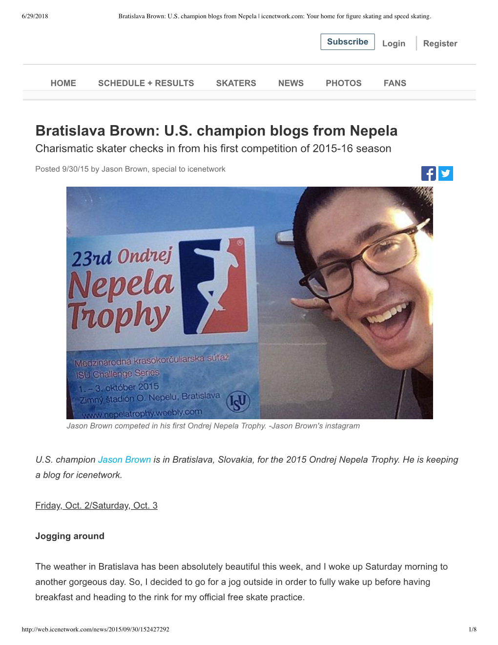 Bratislava Brown: US Champion Blogs from Nepela