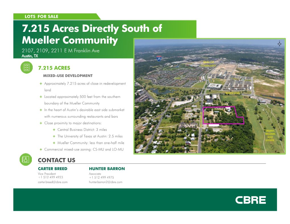 7.215 Acres Directly South of Mueller Community 2107, 2109, 2211 E M Franklin Ave Austin, TX