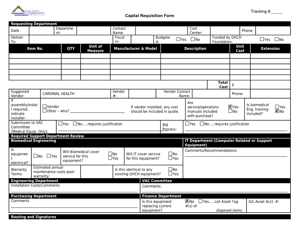 Capital Requisition Form