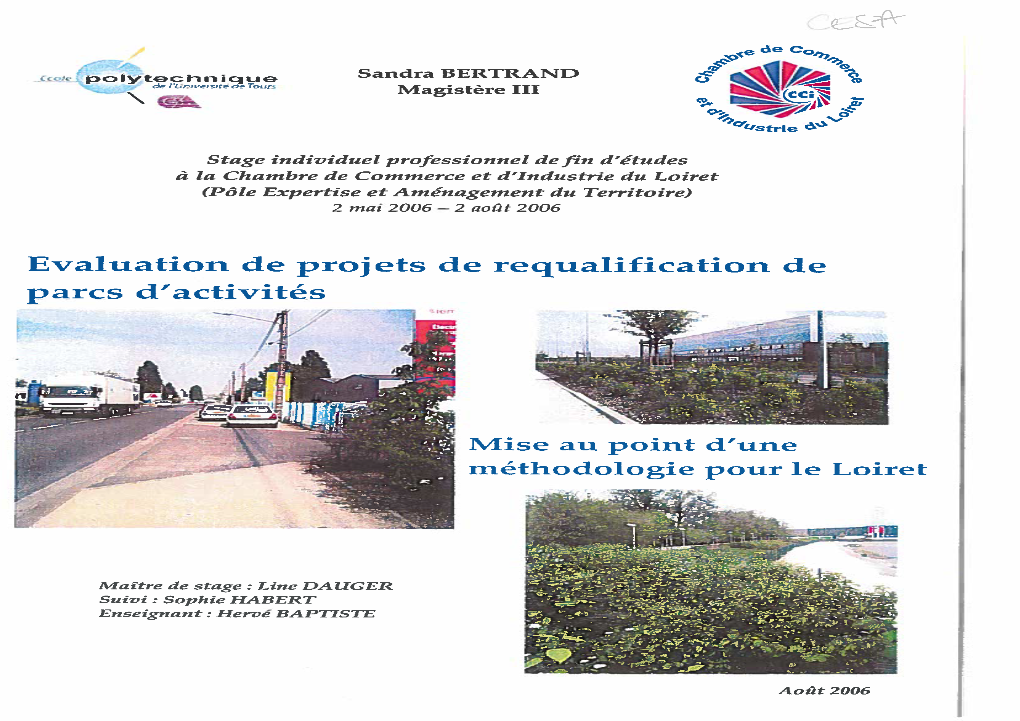 Evaluation De Projets De Requalification De Parcs D'activités