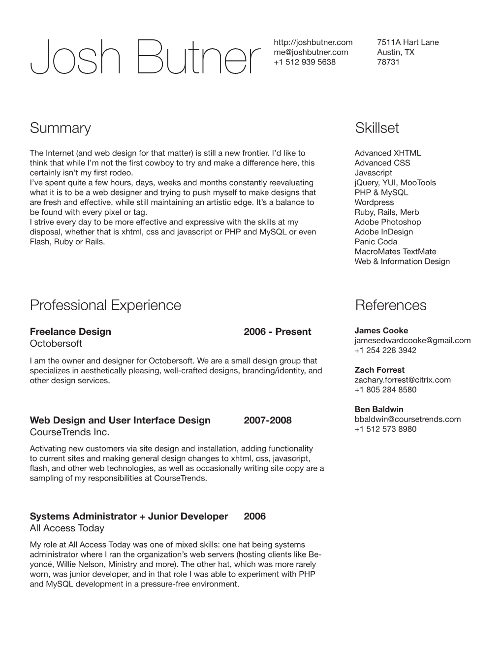 Summary Professional Experience Skillset