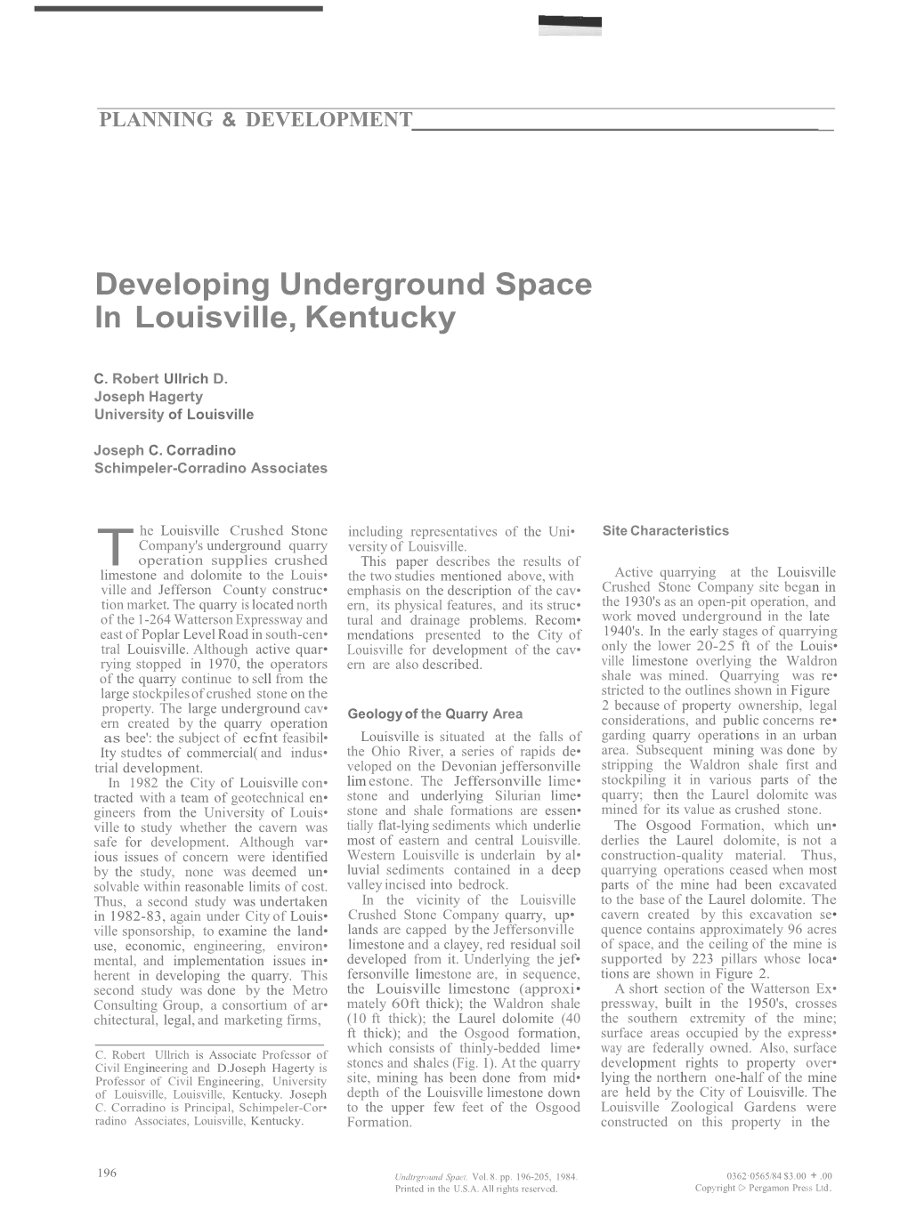 Developing Underground Space in Louisville, Kentucky