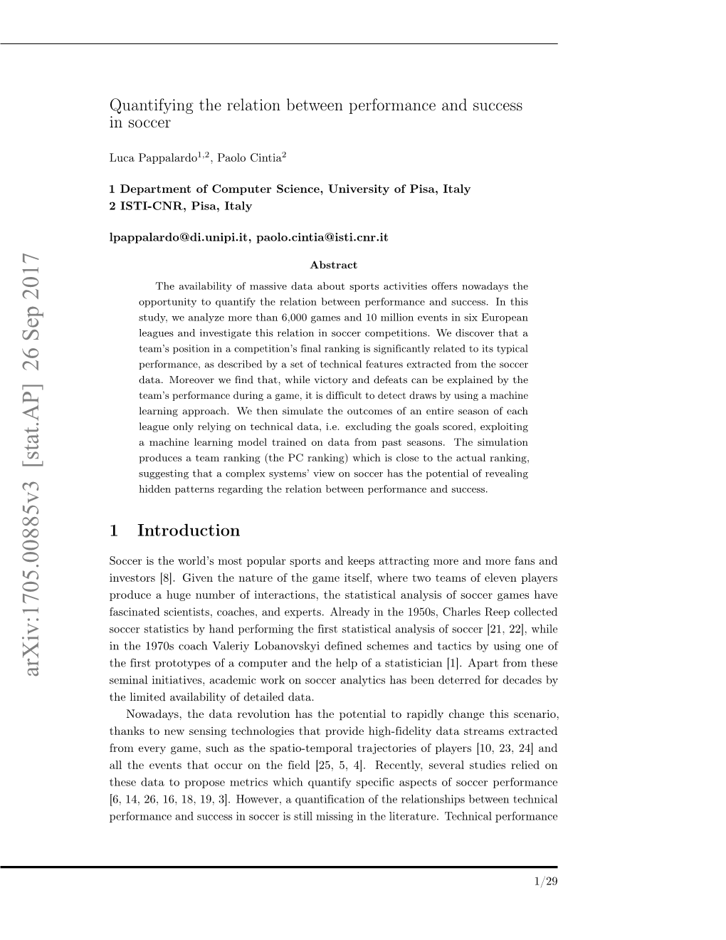 Arxiv:1705.00885V3 [Stat.AP] 26 Sep 2017