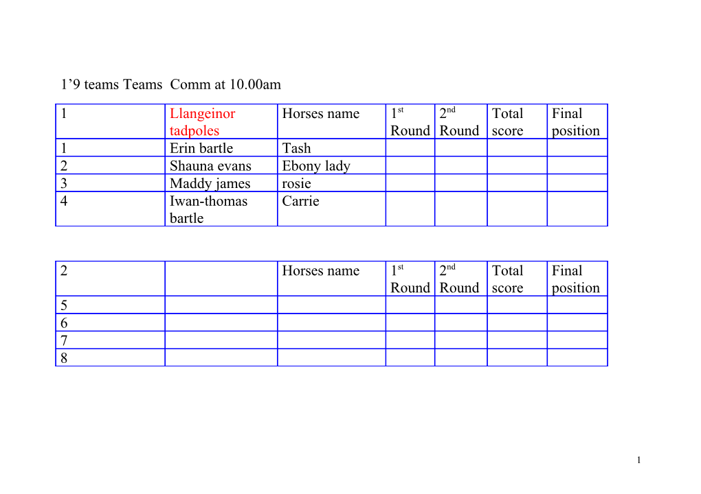 Class 2 2 0 Teams Not Before 10.45Am