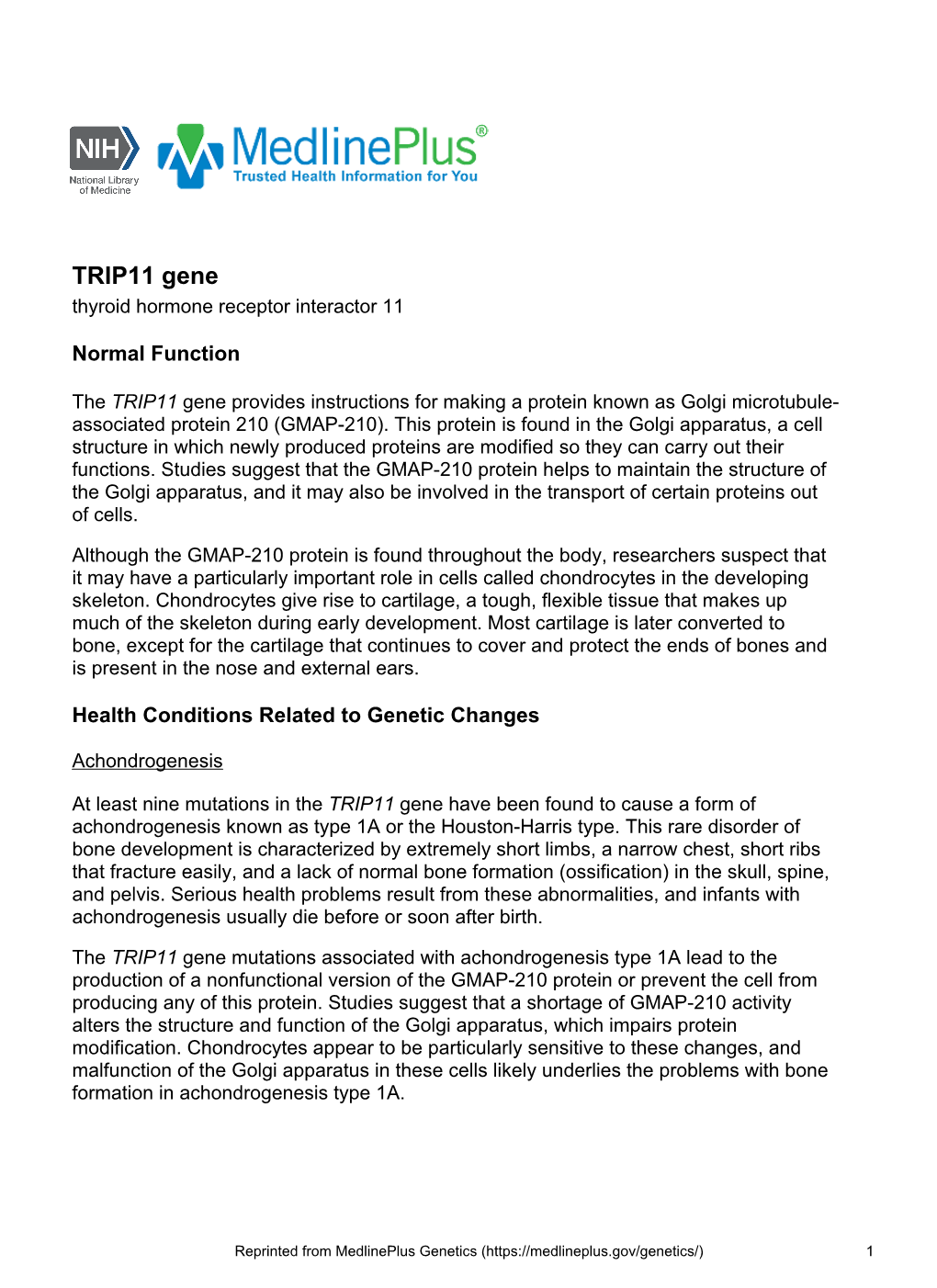 TRIP11 Gene Thyroid Hormone Receptor Interactor 11