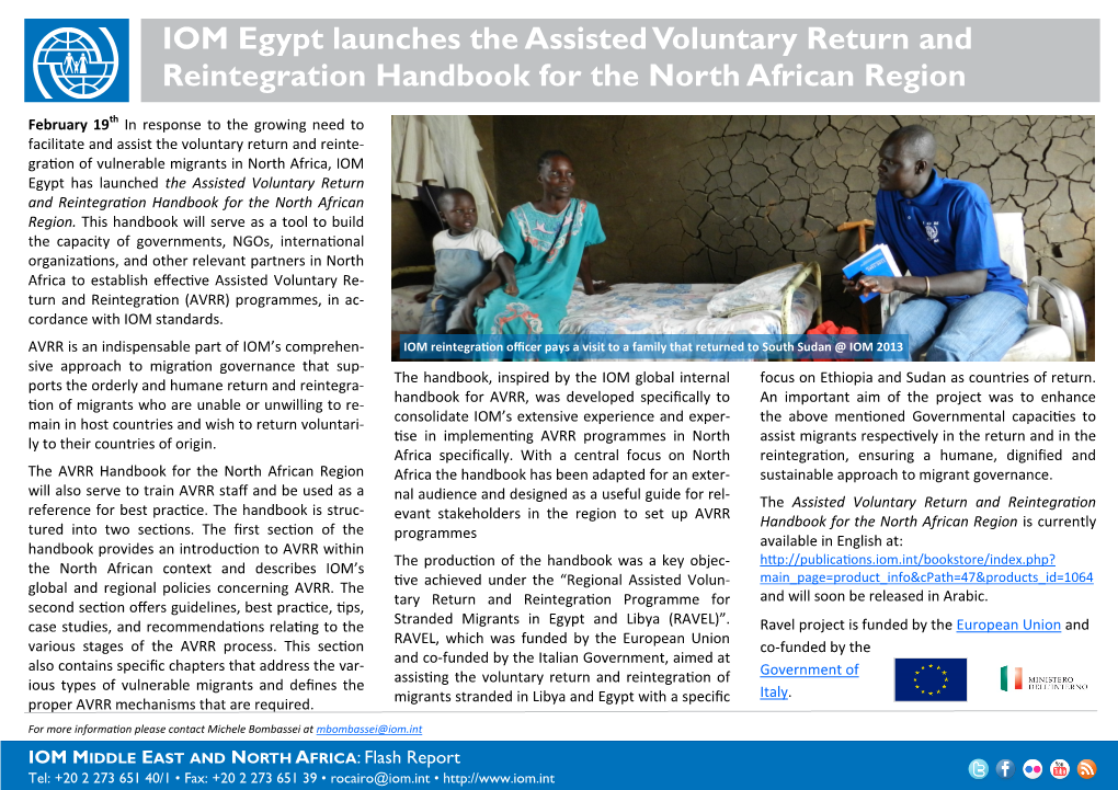 IOM Egypt Launches the Assisted Voluntary Return and Reintegration Handbook for the North African Region