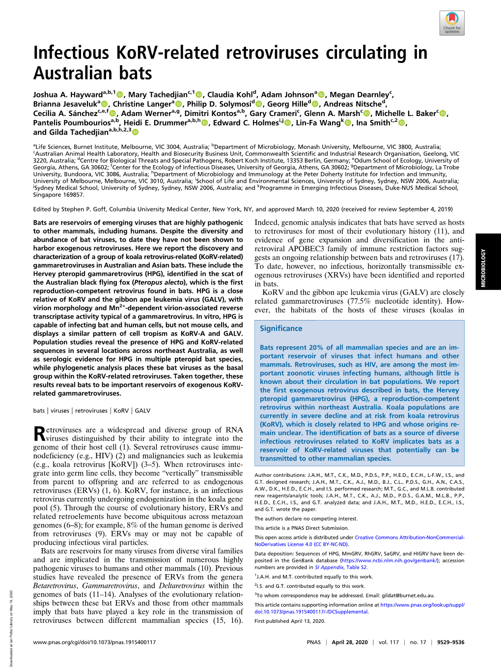 Infectious Korv-Related Retroviruses Circulating in Australian Bats