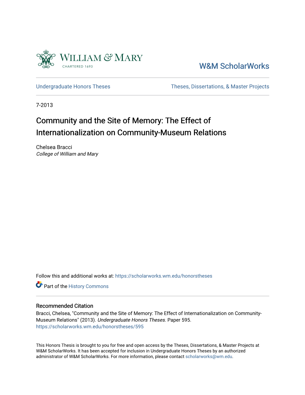 The Effect of Internationalization on Community-Museum Relations