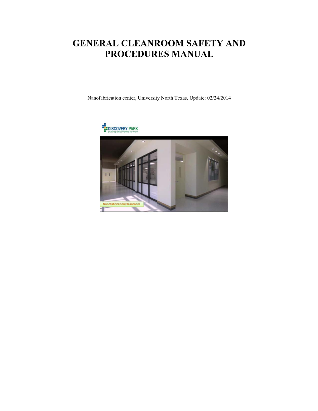 General Cleanroom Safety and Procedures Manual