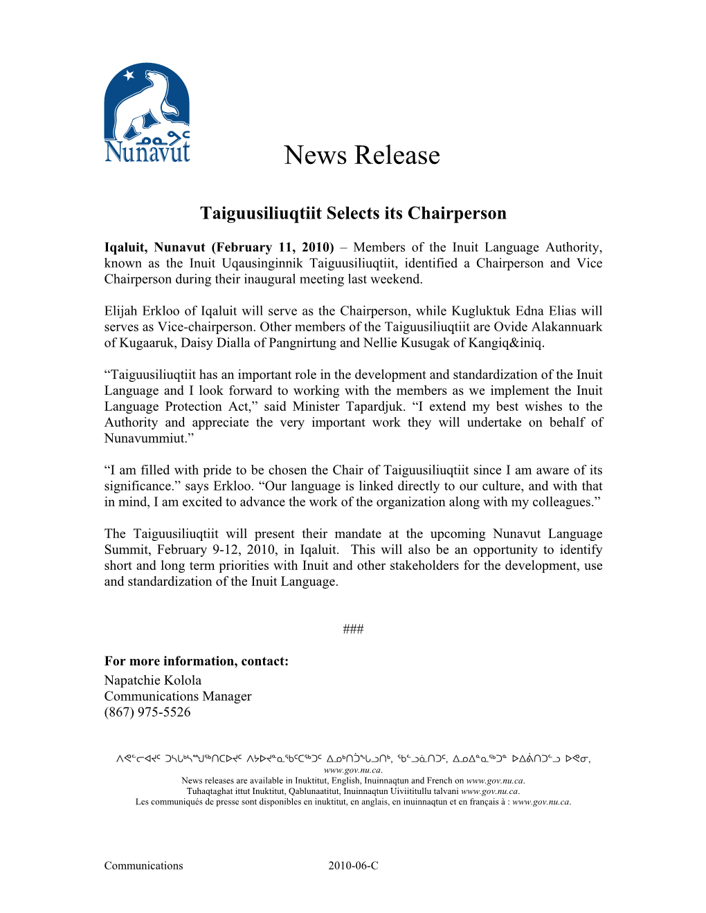 News Release