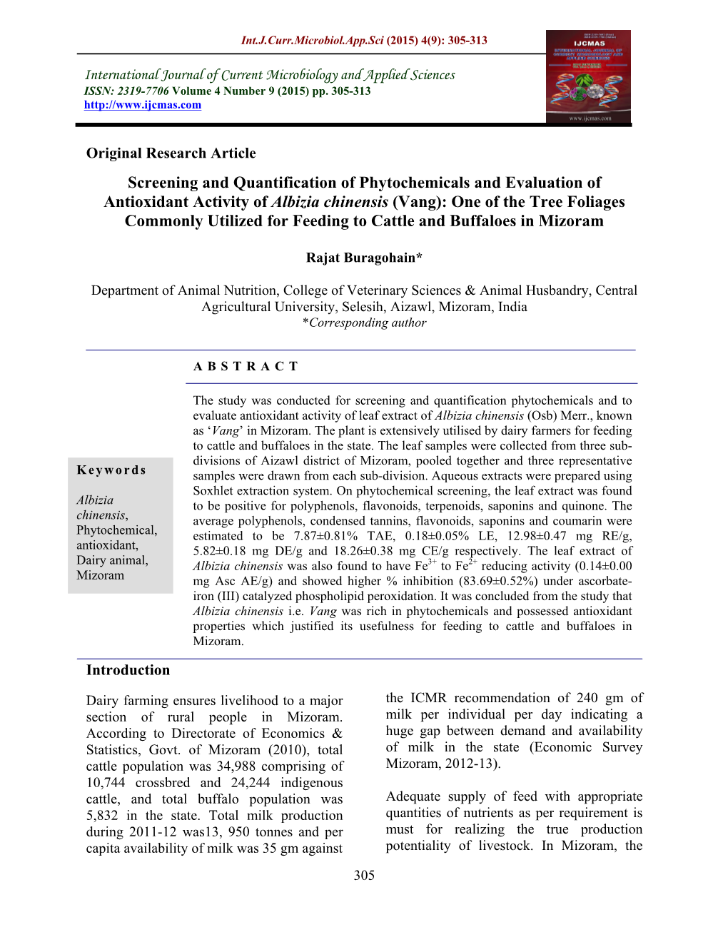 Screening and Quantification of Phytochemicals and Evaluation Of