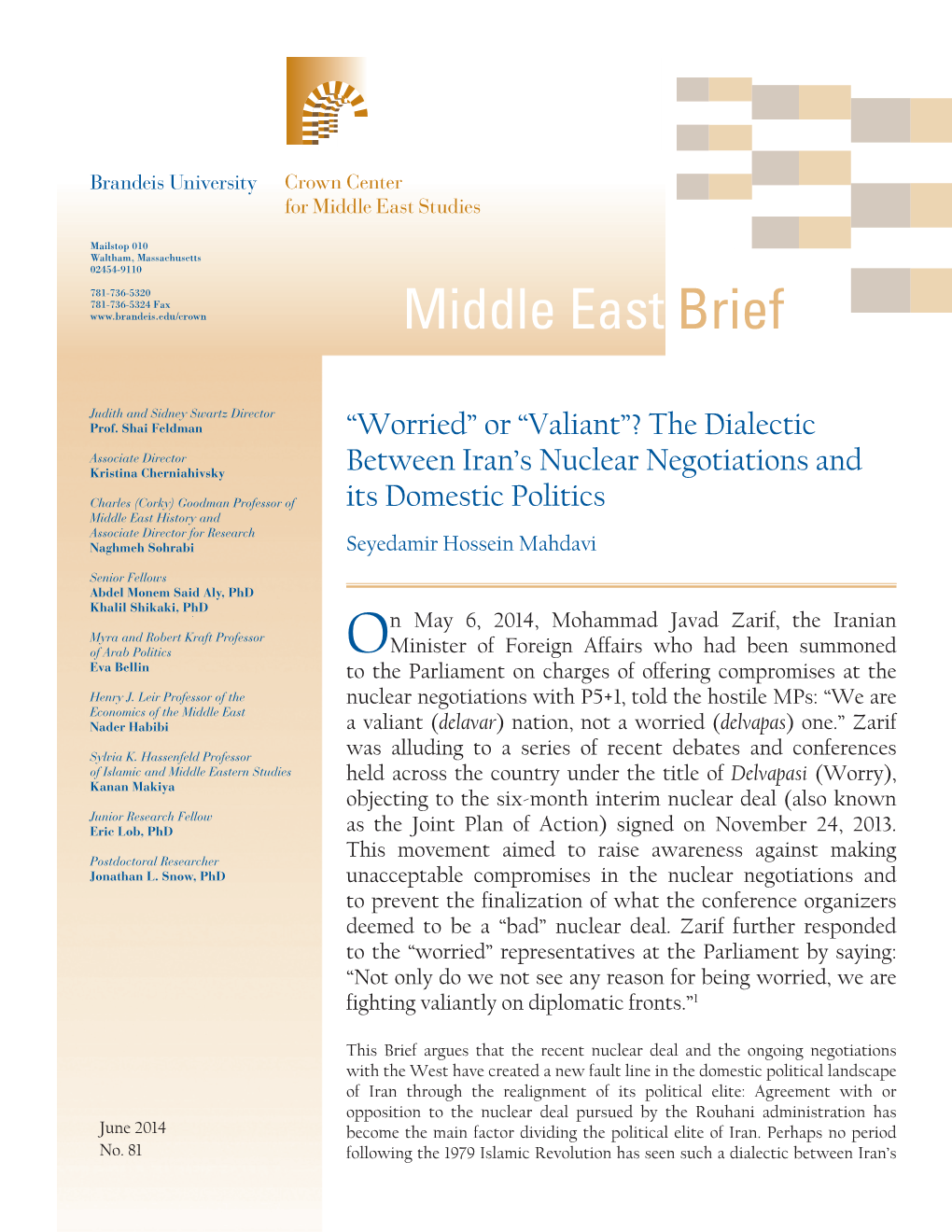 READ Middle East Brief 81