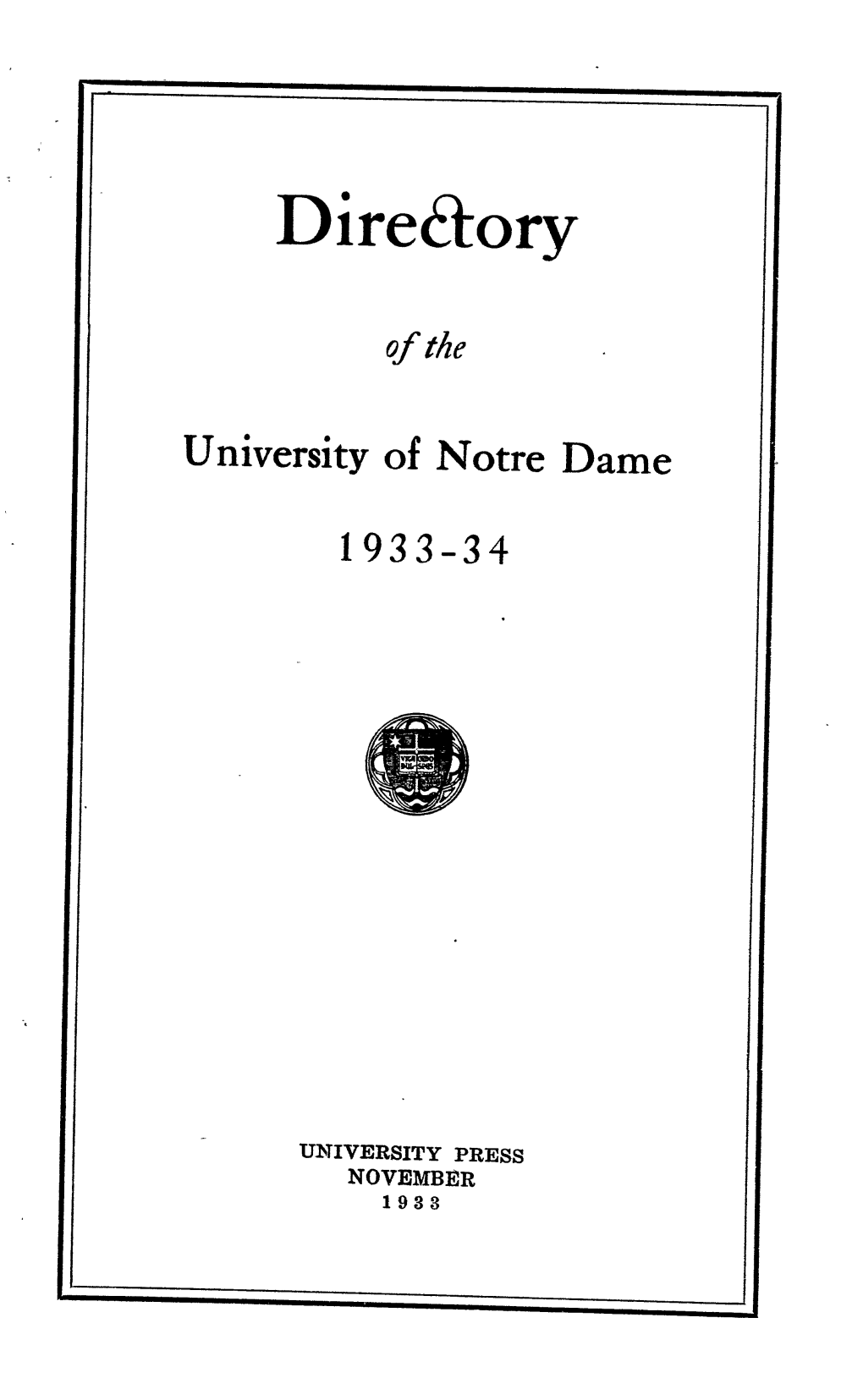 Notre Dame Directory, 1933